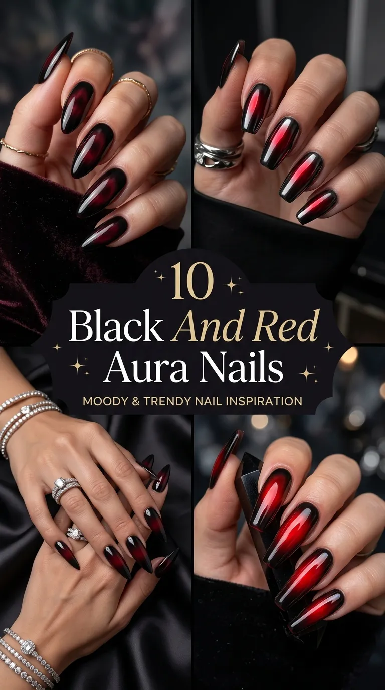 10 Black And Red Aura Nails