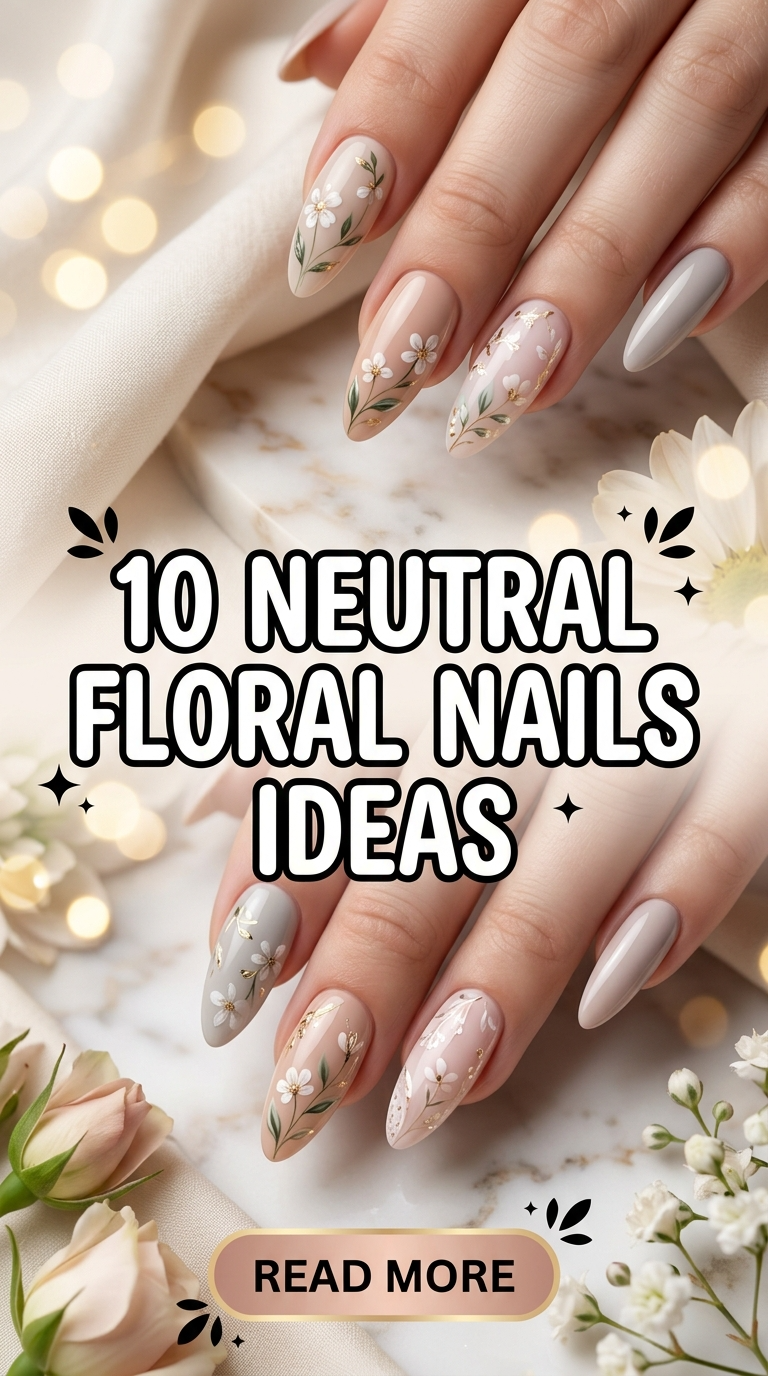 10 neutral floral nails ideas